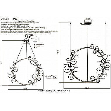 Подвесная люстра Crystal Lux Agata SP24 V2 Gold/Transparente