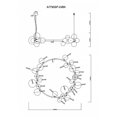 Подвесная люстра Arte Lamp Vincent A7790SP-24BK