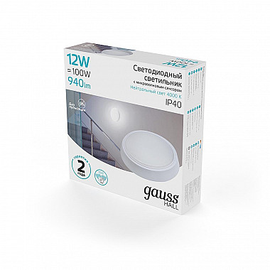 Настенно-потолочный светодиодный светильник Gauss Hall 193411212-S
