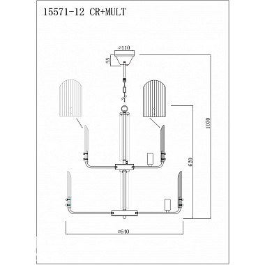 Подвесная люстра Dolce 15571-12 CR+MULT