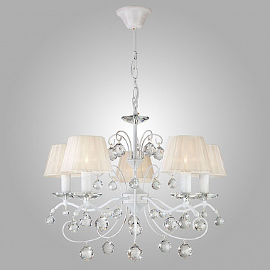 Подвесная люстра Эстель 10058/5 белый с золотом/прозрачный хрусталь Strotskis