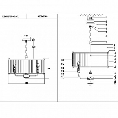 Подвесная люстра Lumien Hall Lenora LH3062/5P-NL-CL