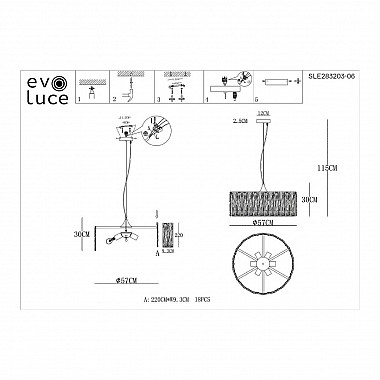 Подвесная люстра Evoluce Rida SLE283203-06