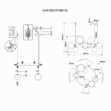 Подвесная люстра Lumien Hall Lovrenc LH4125/14P-SN-CL