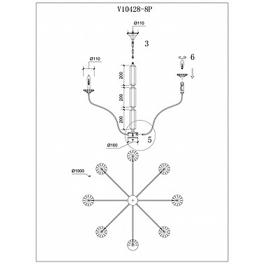 Подвесная люстра Catania V10428-8P