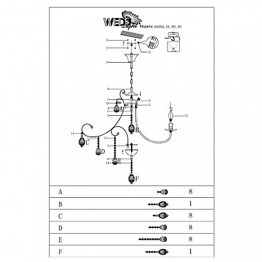 Подвесная люстра Seven Fires Пурнама 66004.01.09.08