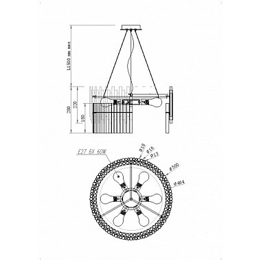 Подвесная люстра Coliseo MOD135PL-06BS