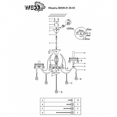 Подвесная люстра Seven Fires Bendix 66008.01.05.03