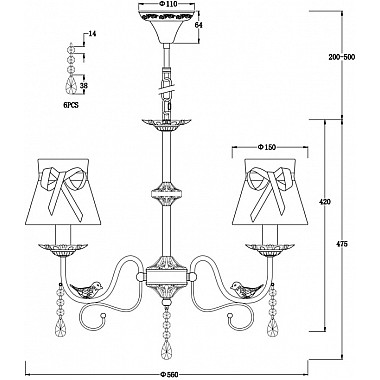 Подвесная люстра Fable FR5122PL-05WG
