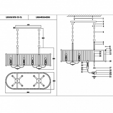 Подвесная люстра Lumien Hall Lariana LH3038/8PR-CO-CL
