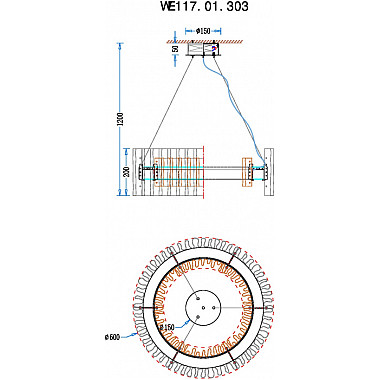 Подвесная люстра Patricia WE117.01.303