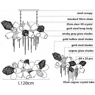 Подвесная люстра Britannica 8898P/BM gold/smoky