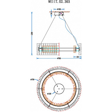 Подвесная люстра Patricia WE117.02.303
