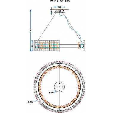 Подвесная люстра Patricia WE117.03.103