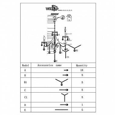 Подвесная люстра Seven Fires Dzhussano 66418.01.05.05