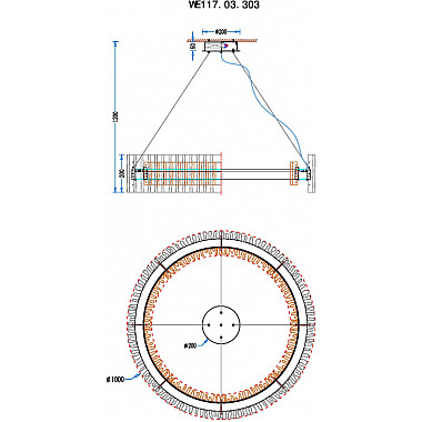 Подвесная люстра Patricia WE117.03.303