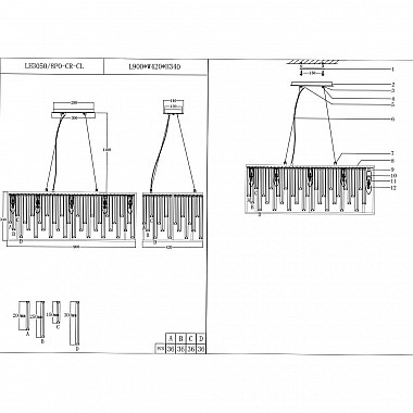 Подвесная люстра Lumien Hall Сиена LH3050/8PO-CR-CL