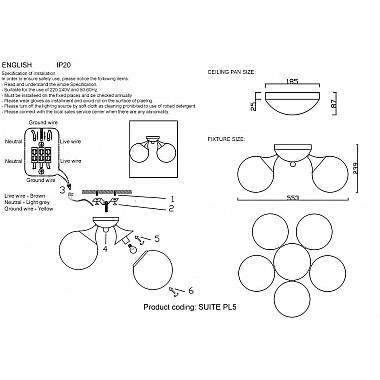 Потолочная люстра Crystal Lux Suite PL5 Bronze