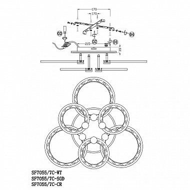 Потолочная люстра Seven Fires Ormarr SF7055/7C-SGD-BL