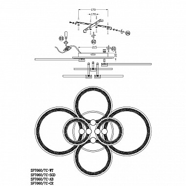 Потолочная люстра Seven Fires Khelmi SF7060/7C-SGD-RGB
