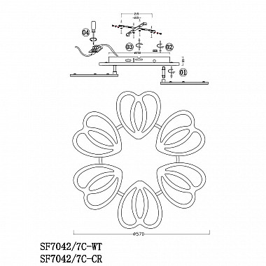 Потолочная светодиодная люстра Seven Fires Sardara SF7042/7C-WT