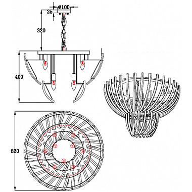 Потолочная люстра Calligo 4424-600 ti-gold/amber