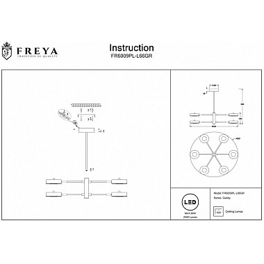 Потолочная люстра Gabby FR6009PL-L66GR
