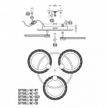 Потолочная люстра Seven Fires Snorri SF7061/4C-AB-RGB