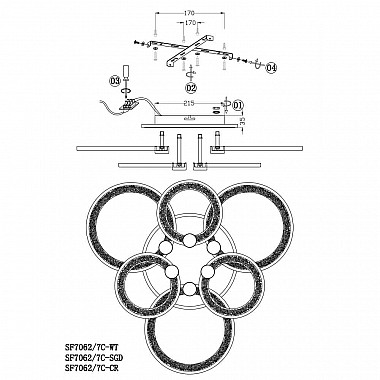 Потолочная люстра Seven Fires Raud SF7062/7C-CR-RGB