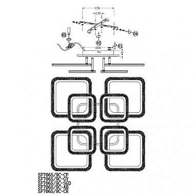 Потолочная люстра Seven Fires Vegejr SF7065/9C-GY-BL