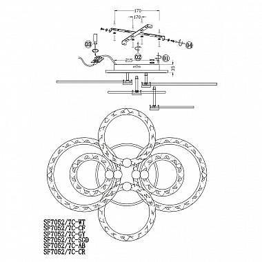 Потолочная люстра Seven Fires Oden SF7052/7C-WT-BL