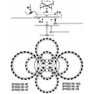 Потолочная люстра Oden SF7052/9C-AB-BL