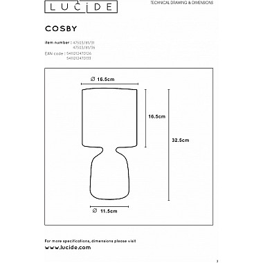 Интерьерная настольная лампа Cosby 47503/81/31