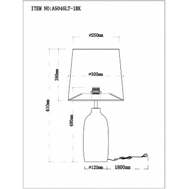 Интерьерная настольная лампа Rukbat A5046LT-1BK