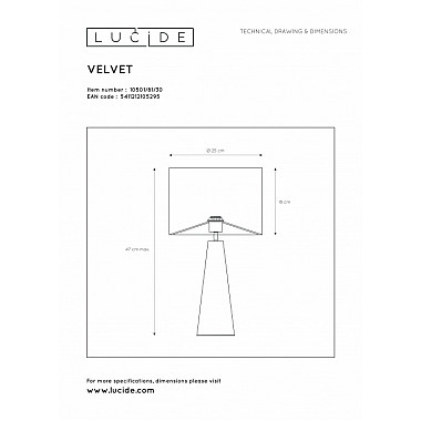 Интерьерная настольная лампа Extravaganza Velvet 10501/81/30