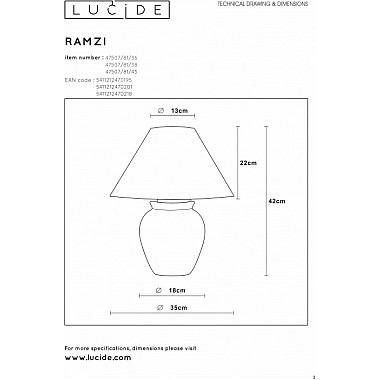 Интерьерная настольная лампа Ramzi 47507/81/43