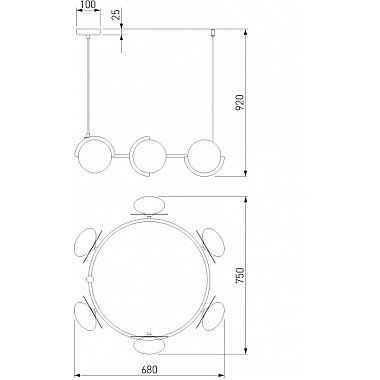 Подвесной светильник Moity 70150/6 черный/латунь Smart