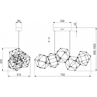Подвесной светильник Uma 90368/5 черный жемчуг