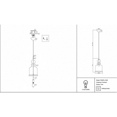 Подвесной светильник Tone P002PL-01BZ