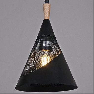 Подвесной светильник 03250-3.9-01 BK+WOOD