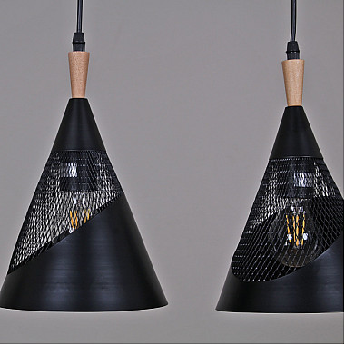 Подвесной светильник 03250-3.9-03 BK+WOOD