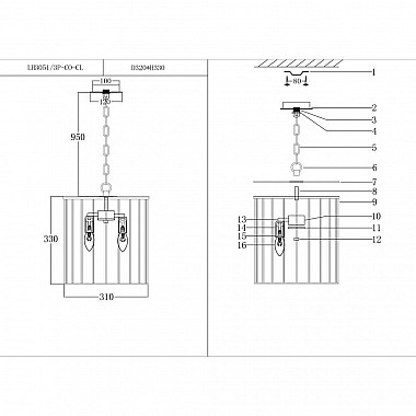 Подвесной светильник Lumien Hall Доло LH3051/3P-CO-CL