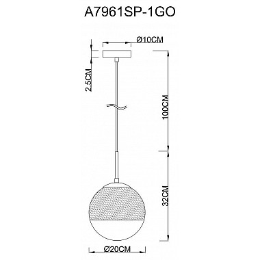 Подвесной светильник Arte Lamp Jupiter Gold A7961SP-1GO