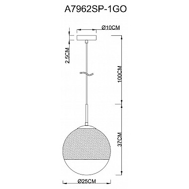Подвесной светильник Arte Lamp Jupiter Gold A7962SP-1GO