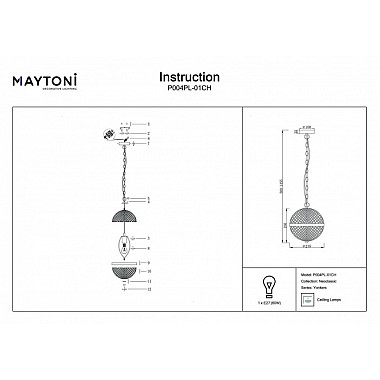 Подвесной светильник Yonkers P004PL-01CH