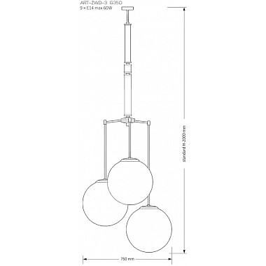 Подвесной светильник Artu Glass ART-ZWD-3(Z)G350