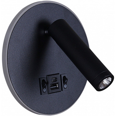 Настенный светильник 86203-9.2-001KT LED12W+USB BK