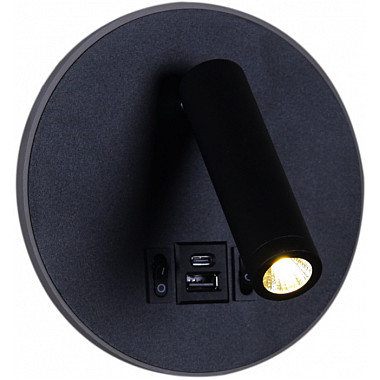Настенный светильник 86203-9.2-001KT LED12W+USB BK