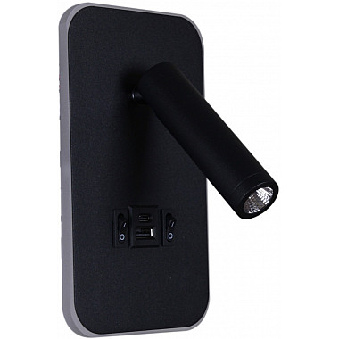 Настенный светильник 86204-9.2-001KT LED12W+USB BK