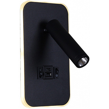 Настенный светильник 86204-9.2-001KT LED12W+USB BK